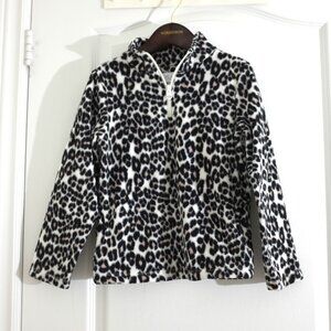 Place kids girls Leopard print fleece sweatshirt 1/4 zip size S
